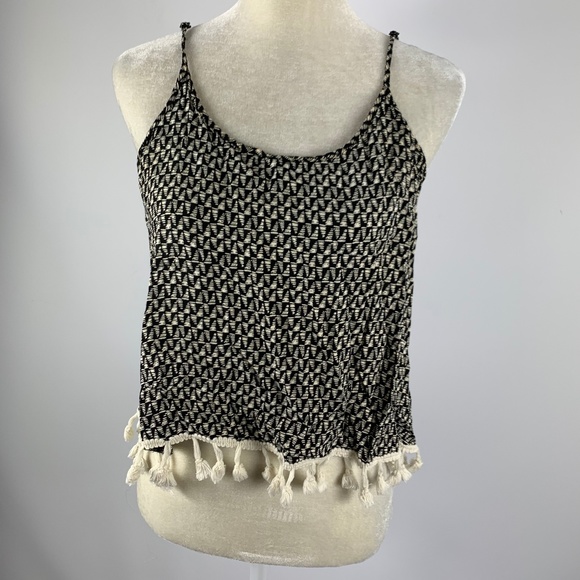 Ina Tops - INA Crop Top Blouse Large Boho Peasant Tassels